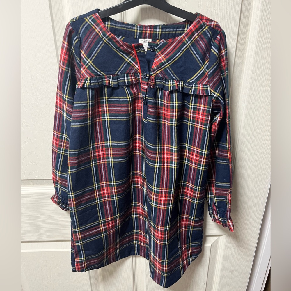 Crewcuts Kids Plaid Holiday Nightgown - Navy and Red